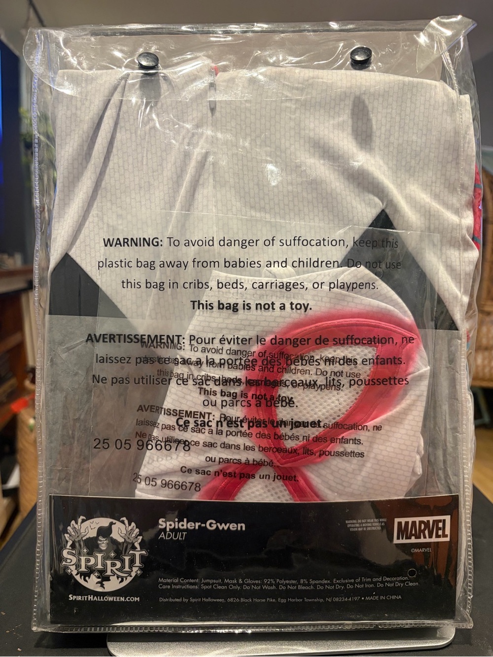 Spider-Gwen- Spirit Halloween Costume -Hooded Jumpsuit NWT small - Picture 5 of 5